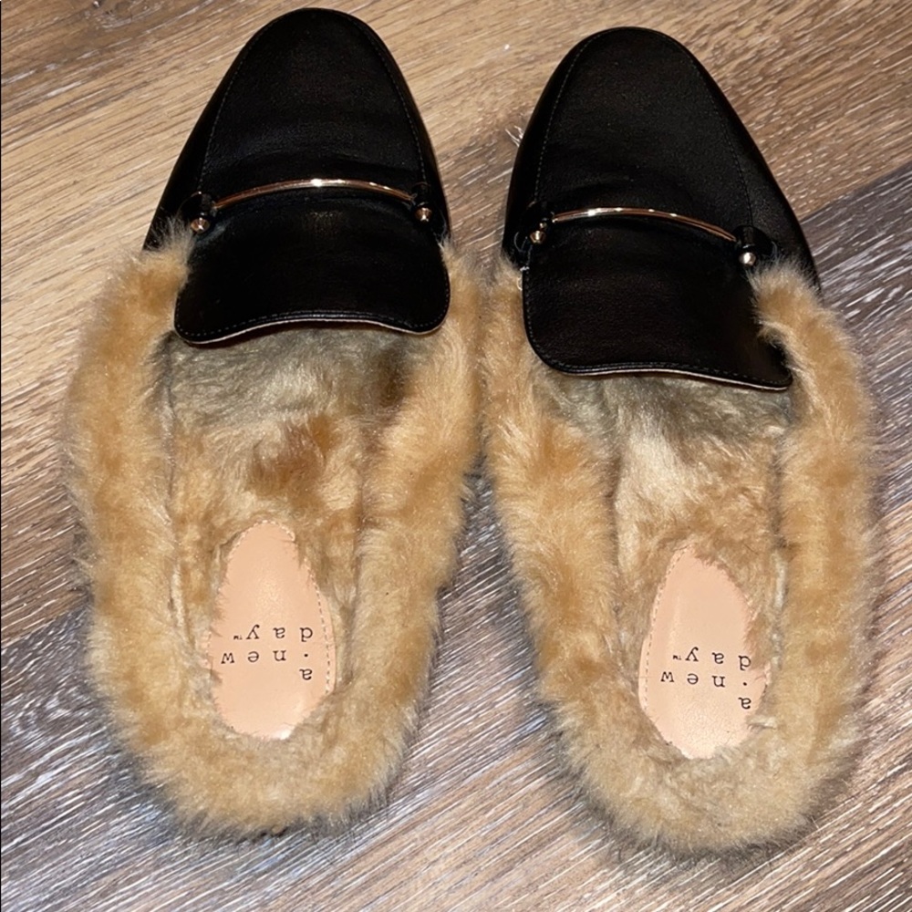 Furry loafer open back